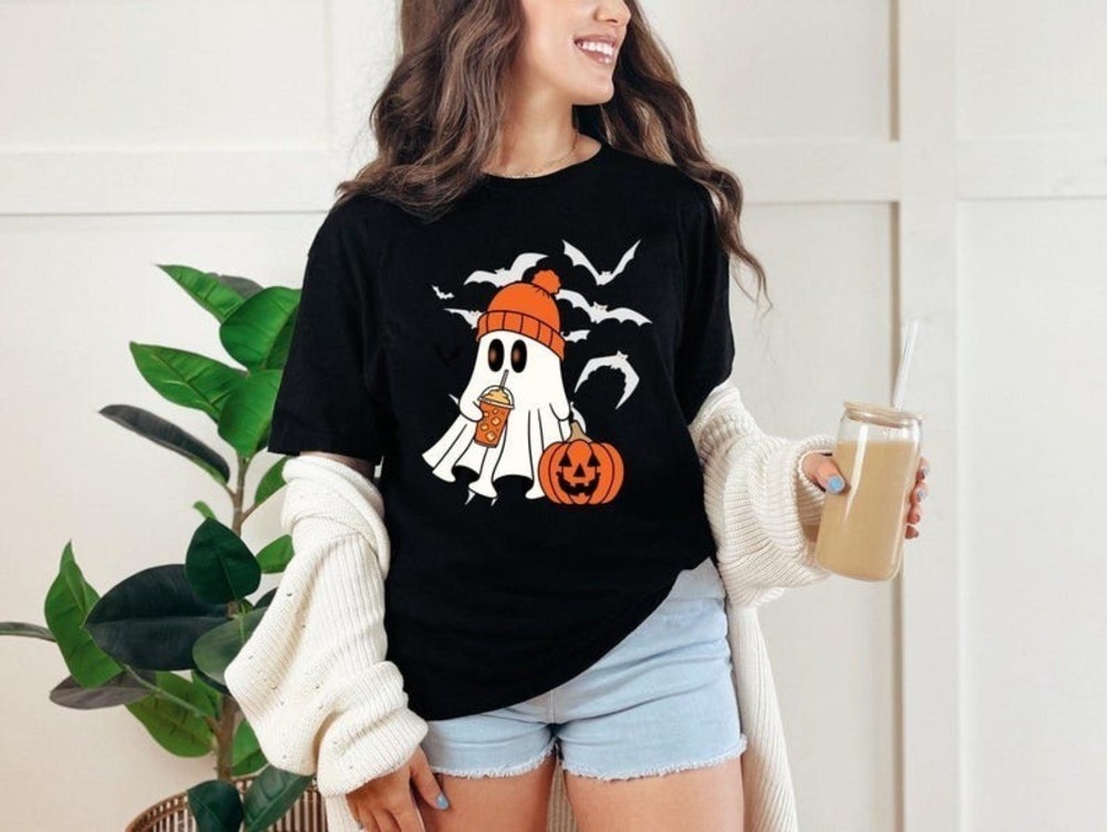 Halloween Ghost Shirt Cute Womens Spooky Season Trick Or Treat Pumpkin
